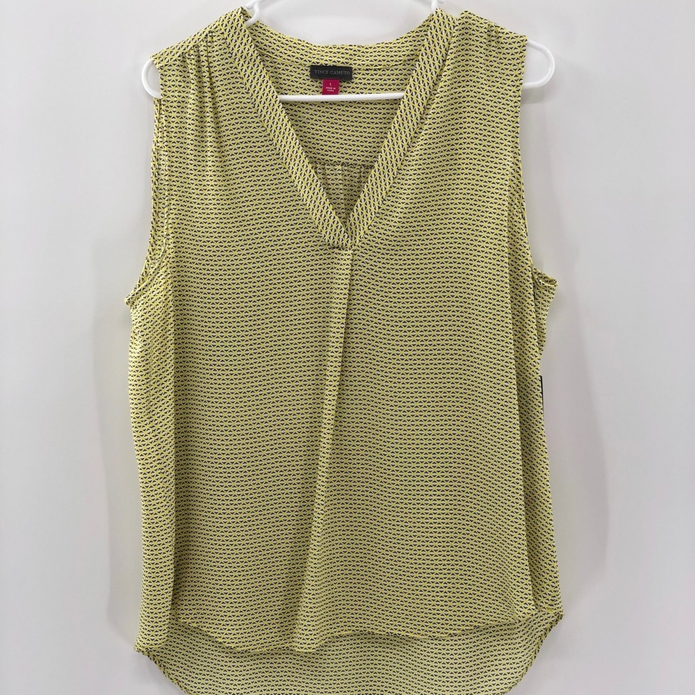 Vince Camuto Day Break Sleeveless V Neck ‘Blazing Yellow’ Woman’s Size Large